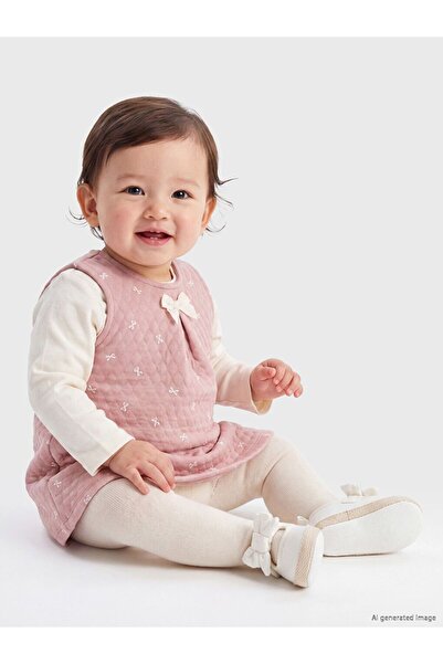 LC Waikiki Lcw Baby Pink Crew Neck Embroidered Baby Girl Quilted Dress