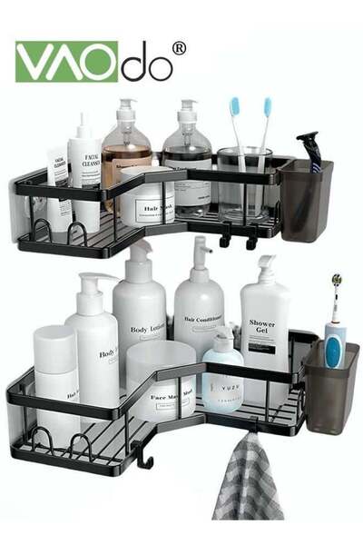 VAODO 2Pack Corner Shower Caddy Adhesive Shower Corner Organizer Shelves No D...