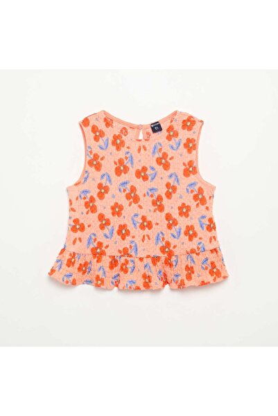 KIABI Sleeveless Waffle Blouse Orange