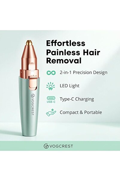 VG VOGCREST Eyebrow Facial Trimmer: 2 in1 Rechargeable Facial Hair Removal and Eyebrow Shaver - Face