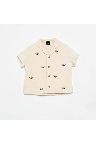 KIABI Dotted Swiss Cotton Gauze Blouse White