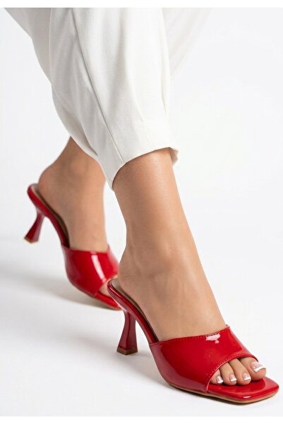 ALFA AKSESUAR 03 Redi Red Patent Leather Heeled Slippers