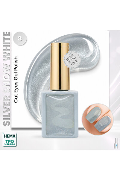 GLOBAL FASHION Professional Silver Snow White Cat Eye Gel Polish 8ml HEMA & TPO Free