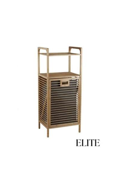 Elite Coș de rufe din bambus cu rafturi și sac textil detașabil, Elite, Dulap...