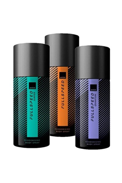 AVON Set of 3 Full Speed Deodorant Sprays, 3 x 150 ml- Original, Surfer, Quantum