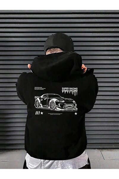 SVART WEAR Детски суичър с качулка със супер състезателен принт, от пениран п...