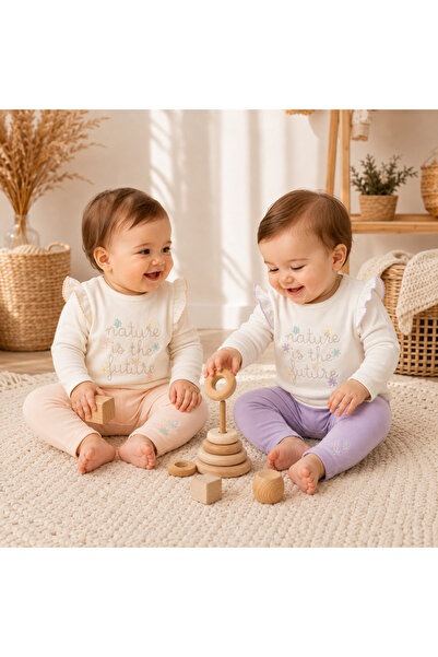 EDM Kidss 100% Cotton 2 Sets 4 Pieces Baby Girl Top and Bottom Set – 2 Tops +...