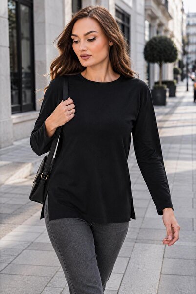 ŞİMAL Women's Crew Neck Tunic with Slit Detail 265195 -