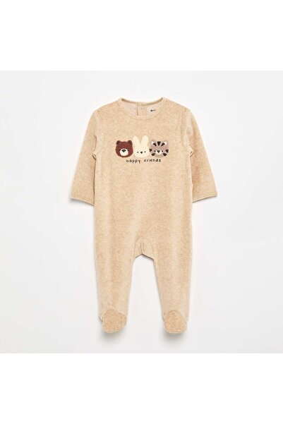 KIABI Velour Sleepsuit Beige
