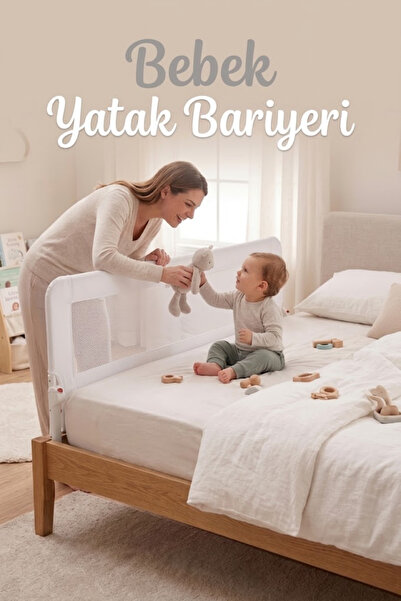 Miningaa 180x65 180 Derece Katlanabilir Bebek Yatak Bariyeri Güvenlik Korkuluğu