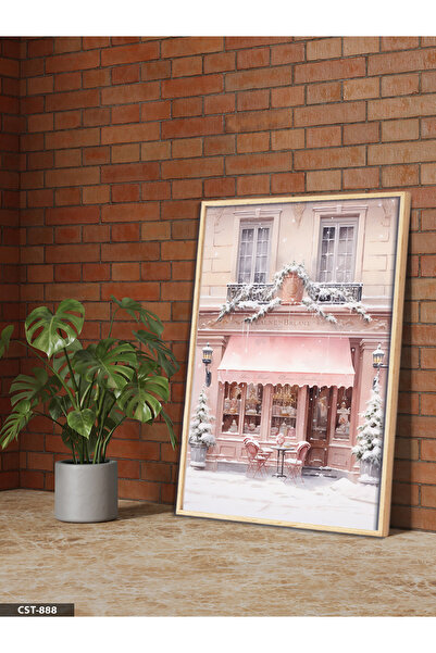 Evinemoda Pink Cafe One-Piece Wooden Framed Table