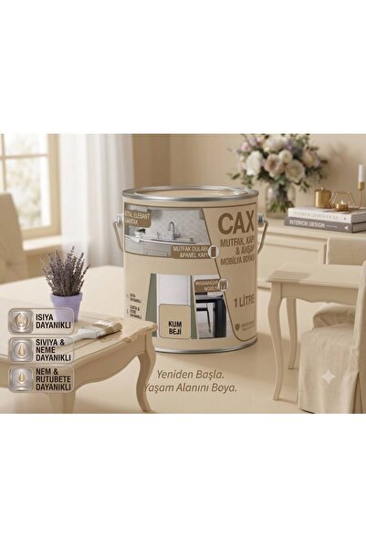 caxcolors CAX Ahşap Ve Mobilya Boyası 1 Litre - Masa, Sehpa, Mutfak Dolabı Ve...