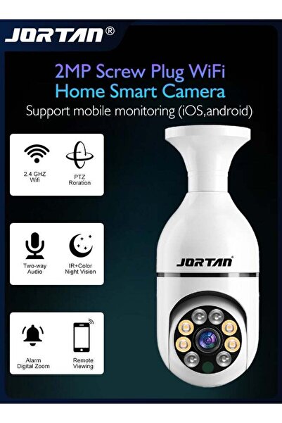 Jortan 2MP Screw Plug WiFi Home Smart Camera in Bulb Shape with Dual Light So...