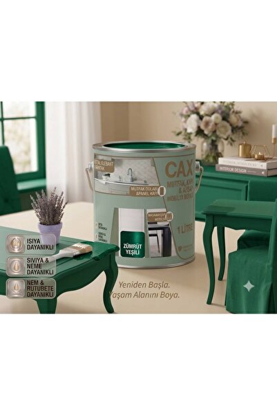caxcolors CAX Ahşap Ve Mobilya Boyası 1 Litre - Masa, Sehpa, Mutfak Dolabı Ve...