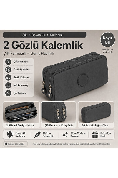 kruxon Double Zippered 2-Compartment Crinkle Pen Holder – Modern and Convenie...