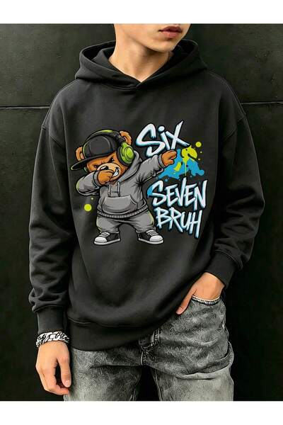 SVART WEAR Children's Six Seven Bruh Printed Hoodie Hooded Sweatshirt Combed ...