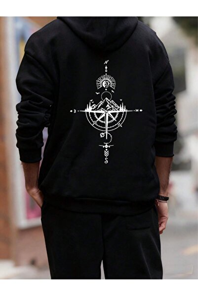 SVART WEAR Children's Compass Printed Hoodie Hooded Sweatshirt Combed Cotton ...