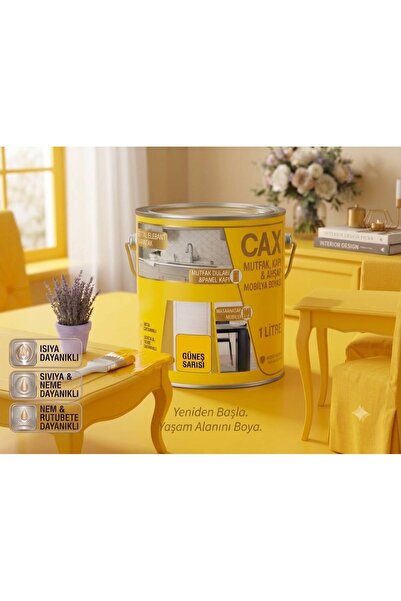 caxcolors CAX Ahşap Ve Mobilya Boyası 1 Litre - Masa, Sehpa, Mutfak Dolabı Ve...