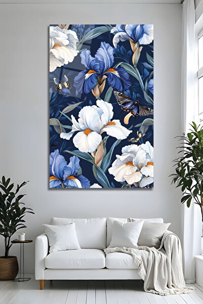 Parıltı Yayınları Pictură murală modernă din sticlă cu tematică de flori de i...