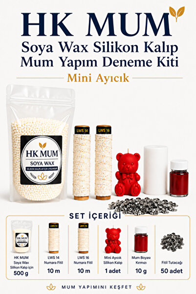 hk Soya Wax Silikon Kalıp Mum Yapım Deneme Kiti – Mini Ayıcık