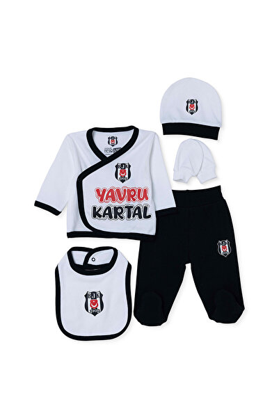 Beşiktaş Unisex 5li Hastane Çıkışı Lisans Baskılı Çıtçıtlı Zarf Yaka Uzun Kol...