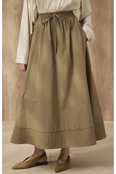 secret of VALORIA Elastic Waist and Lace-Up Hem, Long Hijab Skirt with Stripe...