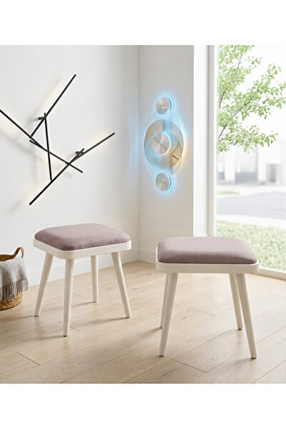 Uvi Collection VİNA MİNİ 2'li TABURE KREM GRİ