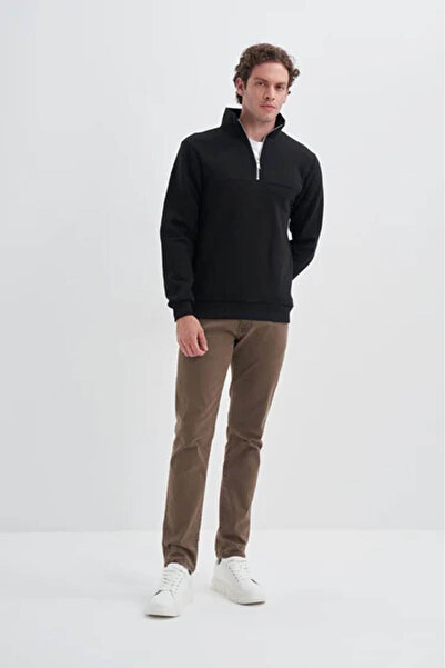 Cazador Slim Fit Şardonlu Black Men's Sweatshirt 56180