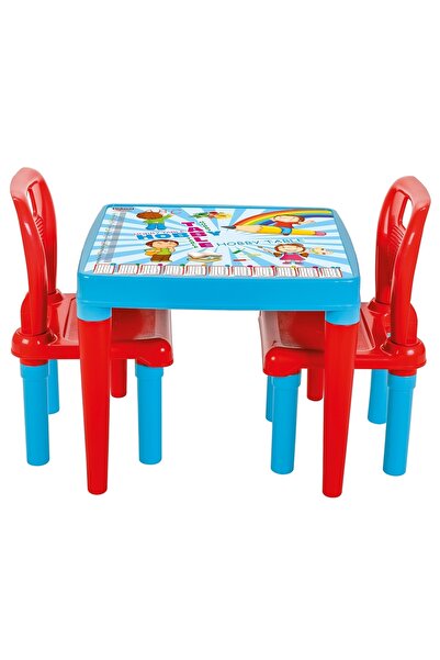 Evelise Set masă cu 2 scaune pentru copii Pilsan Hobby Study Table albastru