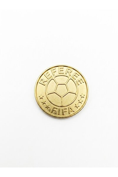 K18moda Gold Renk Metal Fifa-Referee Top Kale Parası