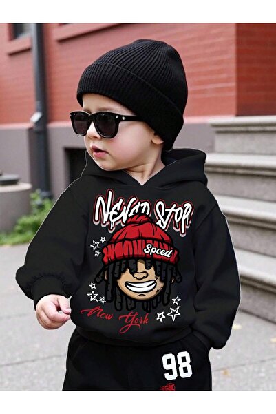 SVART WEAR Children's Never Stop Speed Printed Hoodie Hooded Sweatshirt Combe...