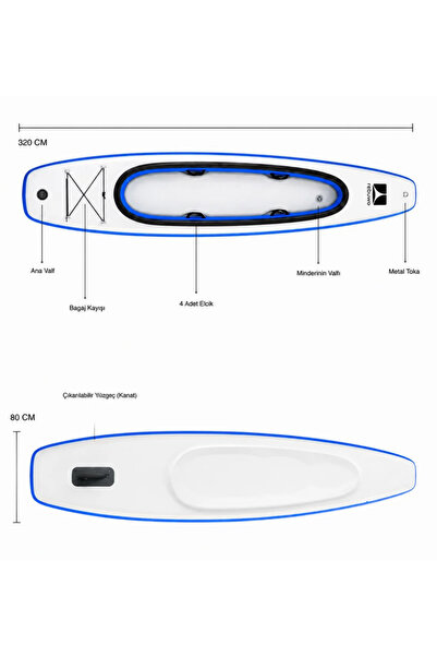 Rebuwo Kano ve Paddle Board Seti İkisi Bir Arada SUP Board Şişme Kano - Mavi