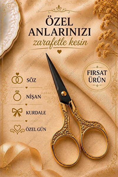 garaccu Altın Makas Söz Nişan Kurdele Açılış Özel Gün Merasim Dikiş Nakış Makası