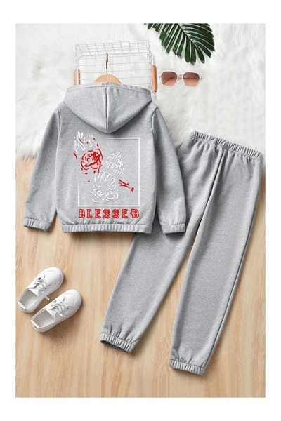 DAXİS Sportwear Company طقم رياضي للأطفال مطبوع عليه BLESSED