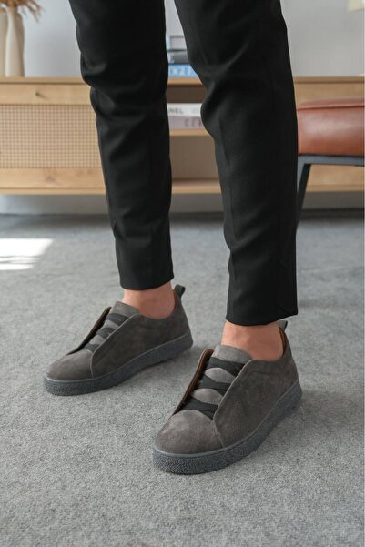 Zerenyus Zrk-E1 Premium Gray Genuine Leather Band Detailed Casual Men's Shoes