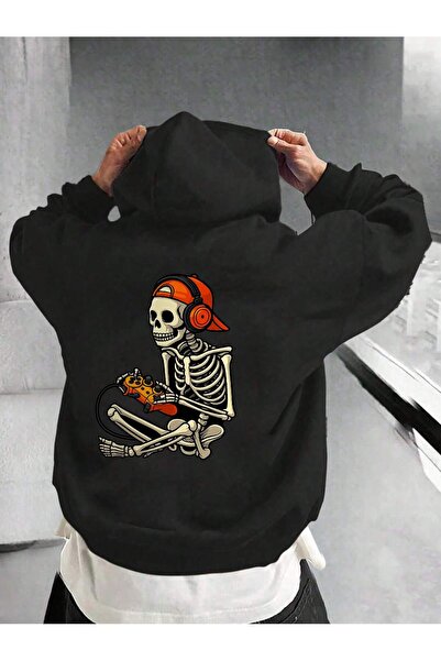 SVART WEAR Children's Playing Skeleton Printed Hoodie Hooded Sweatshirt Combe...