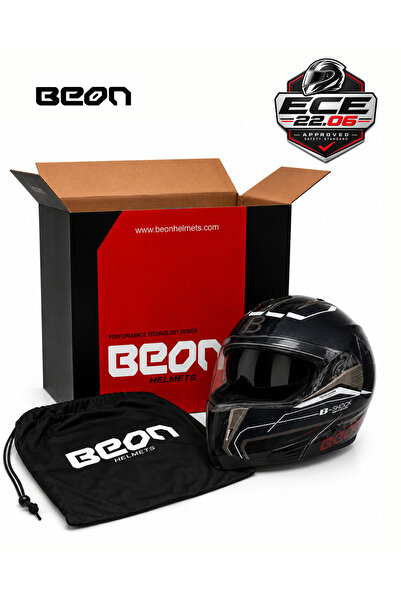 beon - ÇENE AÇILIR VİZÖRLÜ KASK [B700] [GRİ-SİYAH] [B-SHOCK]