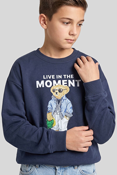 ww waka waka kids store Boy's Navy Blue "Live in the Moment" Teddy Bear Print...