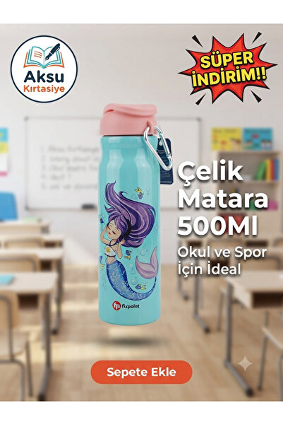 Genel Markalar Sevimli Tasarımlı 500 ml Çelik Matara