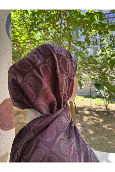 shalby Hijab Cotton Soft Textured New Big Loop Pattern Jacquard Shawl Purple