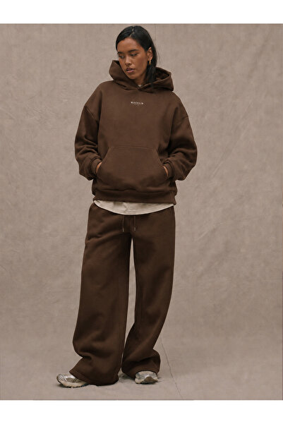 macklin Unisex Women's and Men's Minimal Printed Oversize 3 Thread Hooded Swe...