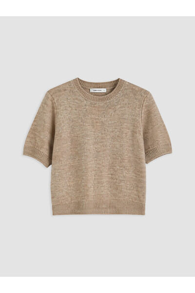 LC Waikiki Lcw Vision Brown Short Sleeve Women's Knitwear Sweater
