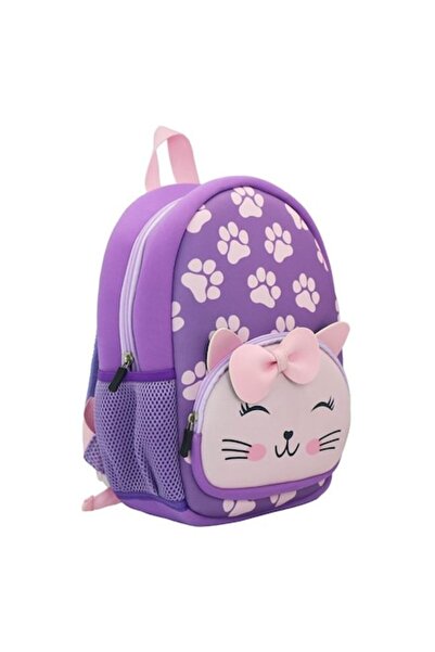 YUPY ® Girls' Kindergarten Backpack, Neoprene Model with Cat, Purple, 21x10x30cm