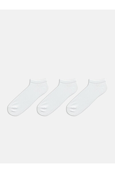 LC Waikiki Nevavm White Plain 3-Pack Men's Bootie Socks with a Difference