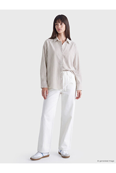 LC Waikiki Quality Pieces from Çelebi Store Striped Oxford Loose Fit Women's ...