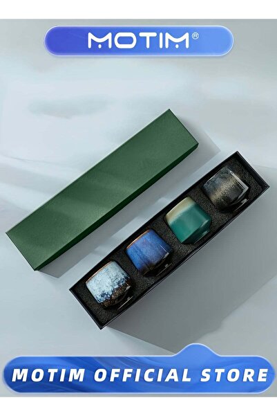 MOTIM Ceramic Tea Set Yerba Mate Set Ceramic Mate Cup Set of 4 Ceramic Tea Cu...