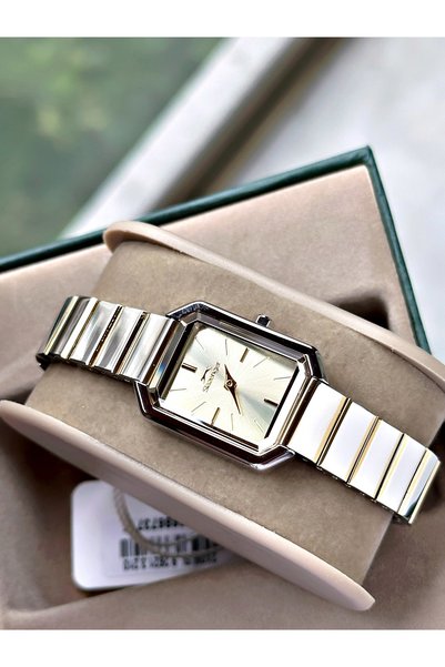 Slazenger Special Design Silver-Gold Color 3 Atm 24 Months Warranty Steel Strap Women's Wristwatch 2621Slz