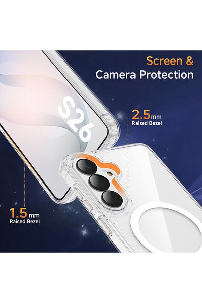 FixFame Samsung Galaxy S26 Case, Magnetic Transparent Clear Cover, MagSafe Compatible, Shockproof Slim Protective Phone Cover