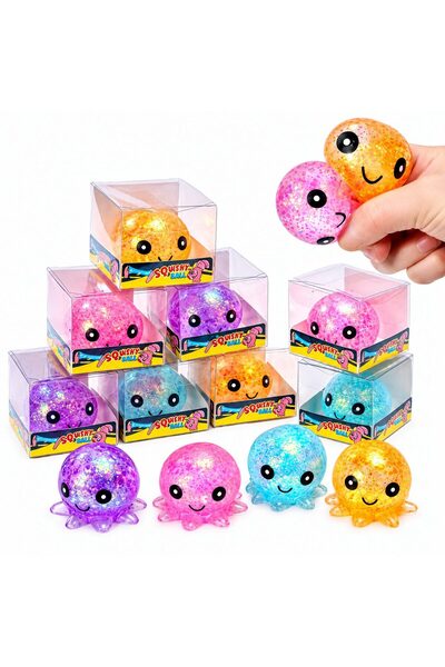 Flippy Jucarie Antistres Squishy, Flippy, Model Caracatita cu Sclipici, Textu...