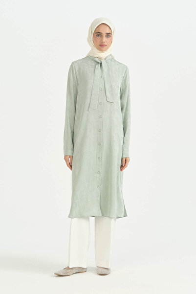 Nihan Jacquard Tunic with Scarf - Mint